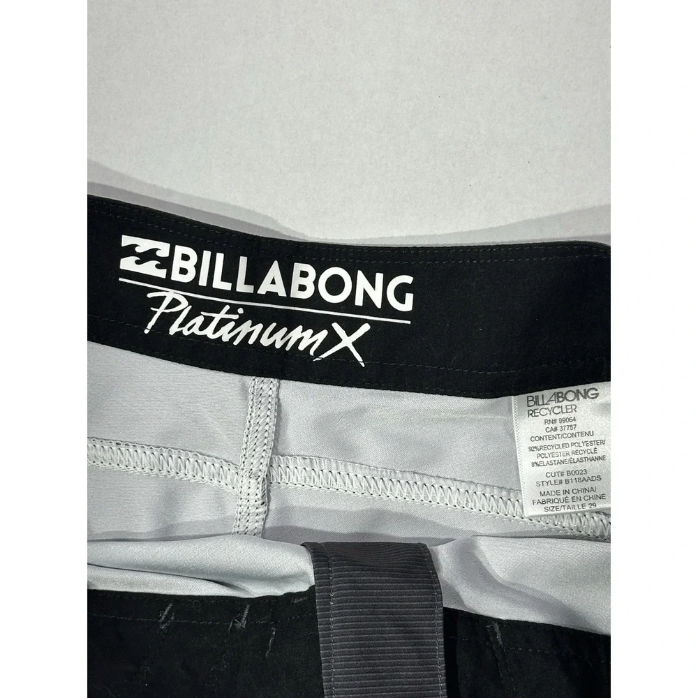 Billabong Platinum X Board Shorts Mens 29 Striped Swim Trunks Gray Orange‎